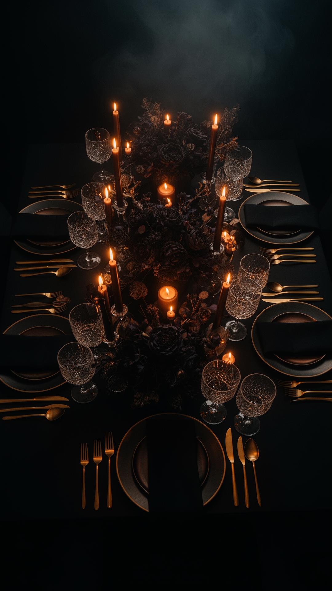 Luxury candlelit banquet tablescape